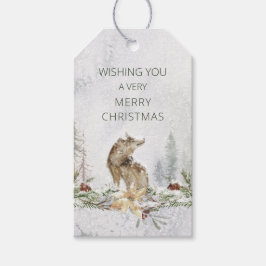 Woodland Scene Wolf kerstcadeautjes Labels Cadeaulabel