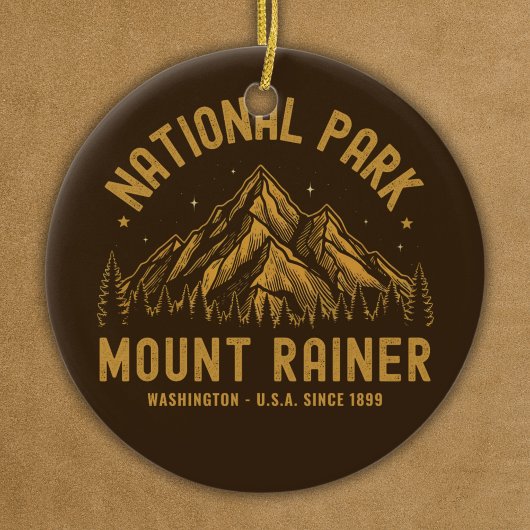 Woodland Scenery of Mount Rainier National Park Keramisch Ornament