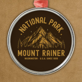 Woodland Scenery of Mount Rainier National Park Metalen Ornament