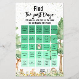 Woodland schattig dier Baby shower Bingo spel