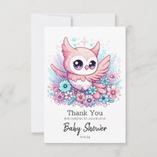 Woodland Schattig Owl Baby shower Bedankkaart