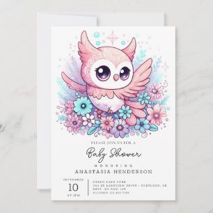 Woodland Schattig Owl Baby shower Kaart