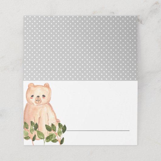 Woodland schattige baby beer bloemenplaatskaart plaatskaartje (Buitenkant ongevouwen)