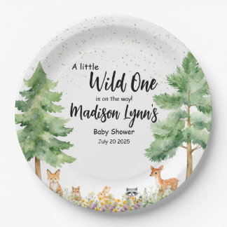 Woodland schattige dieren vos wild een baby shower papieren bordje