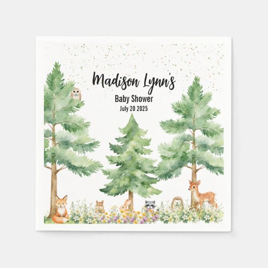 Woodland schattige dieren vos wild een baby shower servet (Voorkant)