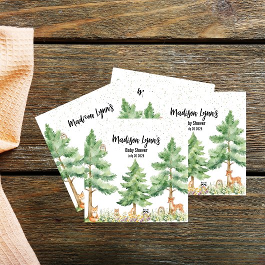 Woodland schattige dieren vos wild een baby shower servet