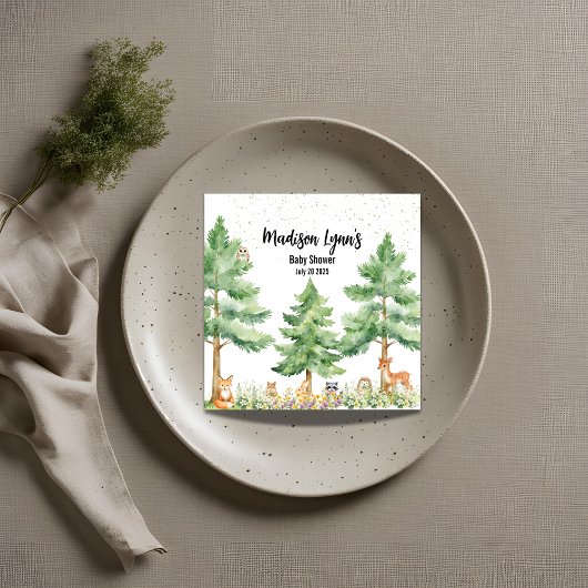 Woodland schattige dieren vos wild een baby shower servet