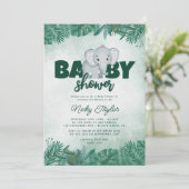 Woodland Schattige Elephand Baby shower Kaart (Staand voorkant)