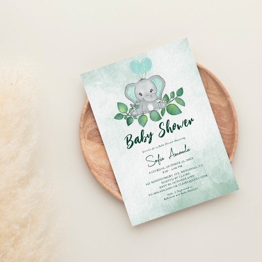 Woodland Schattige Elephand Baby shower Kaart