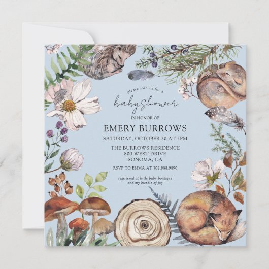 Woodland Schattige Forest Animals BoyBaby Shower Kaart (Voorkant)