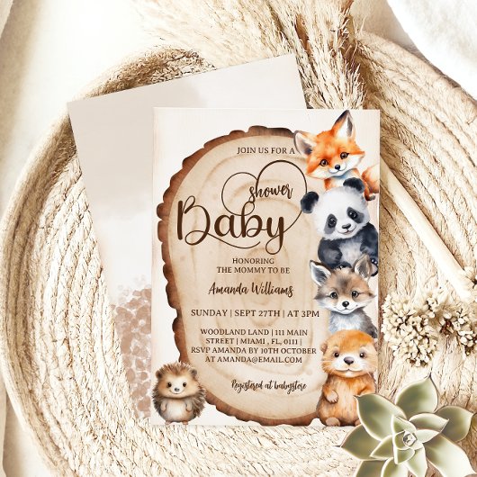 Woodland Schattige Knuffelbeesten Baby shower Kaart