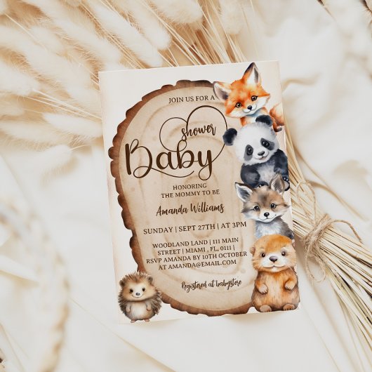 Woodland Schattige Knuffelbeesten Baby shower Kaart