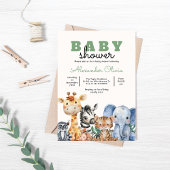 Woodland Schattige Safari Baby shower Kaart
