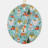 Woodland Schattige Santa Animals Blauw Keramisch Ornament (Links)