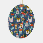 Woodland Schattige Santa Animals Denim Blue Keramisch Ornament (Rechts)