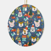 Woodland Schattige Santa Animals Denim Blue Keramisch Ornament (Links)