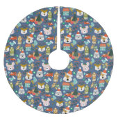 Woodland Schattige Santa Animals Denim Blue Kerstboom Rok (Voorkant)