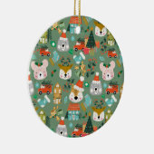 Woodland Schattige Santa Animals Green Keramisch Ornament (Rechts)