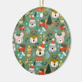 Woodland Schattige Santa Animals Green Keramisch Ornament (Links)