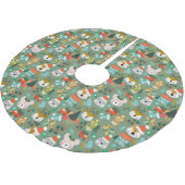 Woodland Schattige Santa Animals Green Kerstboom Rok (Gekanteld)