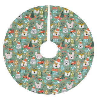 Woodland Schattige Santa Animals Green Kerstboom Rok