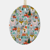 Woodland Schattige Santa Animals Grey Keramisch Ornament (Rechts)