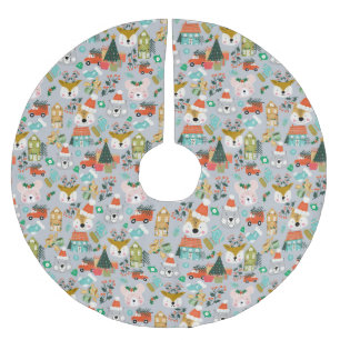 Woodland Schattige Santa Animals Grey Kerstboom Rok