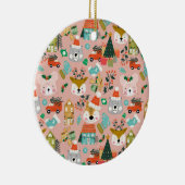 Woodland Schattige Santa Animals Pink Keramisch Ornament (Rechts)