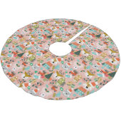 Woodland Schattige Santa Animals Pink Kerstboom Rok (Gekanteld)