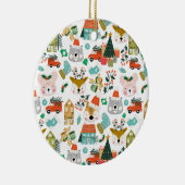 Woodland Schattige Santa Animals White Keramisch Ornament (Rechts)