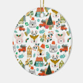 Woodland Schattige Santa Animals White Keramisch Ornament (Links)