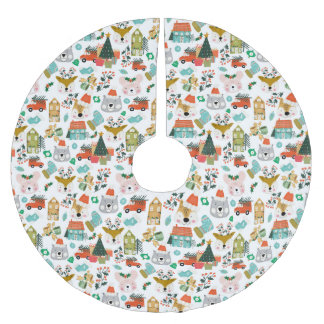 Woodland Schattige Santa Animals White Kerstboom Rok