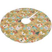 Woodland Schattige Santa Animals Yellow Kerstboom Rok (Gekanteld)