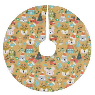Woodland Schattige Santa Animals Yellow Kerstboom Rok