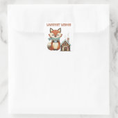 Woodland schattige vos met koffie Beste wensen Vierkante Sticker (Tas)