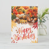 Woodland Season Herfst Herfst Happy Birthday Kaart (Staand voorkant)