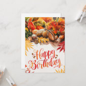 Woodland Season Herfst Herfst Happy Birthday Kaart (Voorkant / Achterkant in situ)