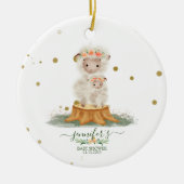 Woodland Sheep christmas baby shower Keramisch Ornament (Voorkant)