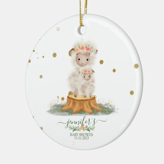 Woodland Sheep christmas baby shower Keramisch Ornament (Links)