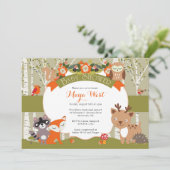 Woodland Shower - Forest Animals thema Baby Showe Kaart (Staand voorkant)