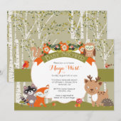 Woodland Shower - Forest Animals thema Baby Showe Kaart (Voorkant / Achterkant)