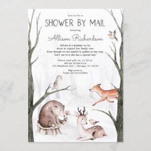 Woodland shower per post bos vrienden baby shower kaart