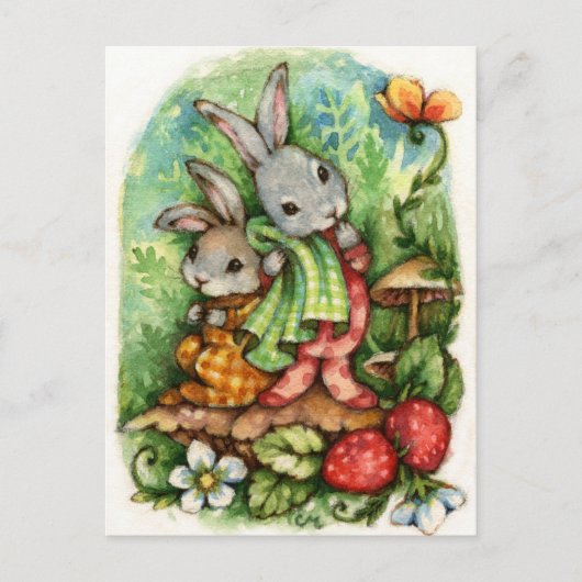Woodland Siblings - Cute Animal Art Briefkaart (Voorkant)