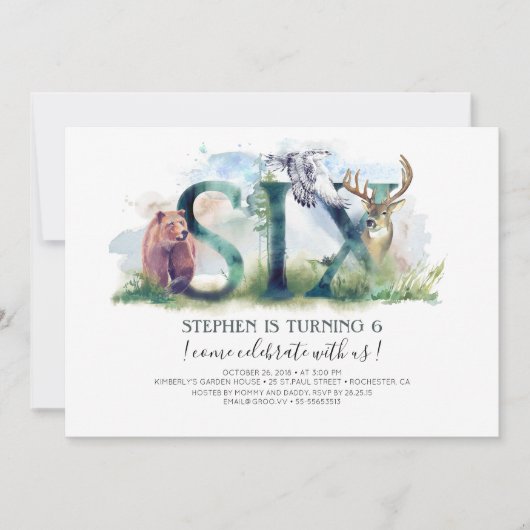 Woodland Six - 6e verjaardag uitnodiging (Voorkant)