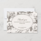 Woodland Sketched Allover Print Baby Shower Bedankkaart (Voorkant)