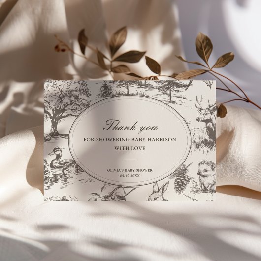 Woodland Sketched Allover Print Baby Shower Bedankkaart