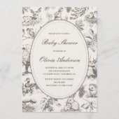 Woodland Sketched Allover Print Baby Shower Kaart (Voorkant)