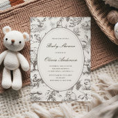 Woodland Sketched Allover Print Baby Shower Kaart