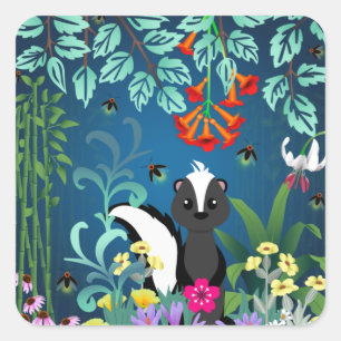 Woodland Skunk Vierkante Sticker