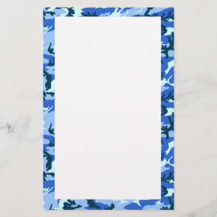 Woodland Sky Blue Camouflage Briefpapier
